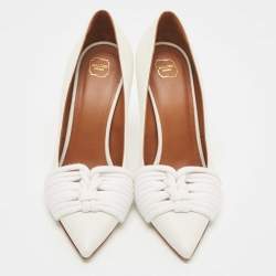 Pre Owned Malone Souliers White Leather Knotted Rope Pumps Size 38