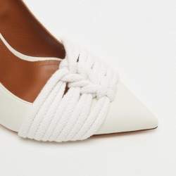 Pre Owned Malone Souliers White Leather Knotted Rope Pumps Size 38