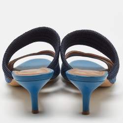 Pre Owned Malone Souliers Blue Canvas Milena Slide Sandals Size 39