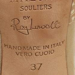 Pre Owned Malone Souliers Beige/Gold Printed Leather and Embossed Python Daria Pumps Size 37