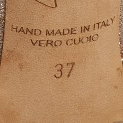 Pre Owned Malone Souliers Metallic Glitter Fabric and Leather Maureen Mules Size 37