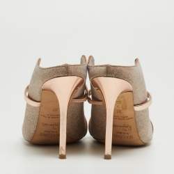 Pre Owned Malone Souliers Metallic Glitter Fabric and Leather Maureen Mules Size 37