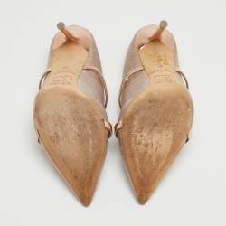 Pre Owned Malone Souliers Metallic Glitter Fabric and Leather Maureen Mules Size 37