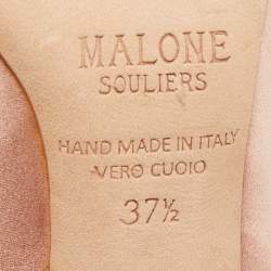 Pre Owned Malone Souliers Pink/Gold Satin and Leather Robyn Pumps Size 37.5