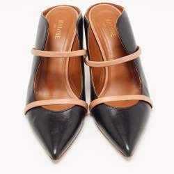 Pre Owned Malone Souliers Black/Beige Leather Maureen Mules Size 42