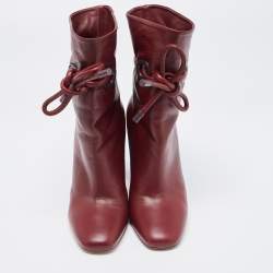 Malone Souliers Burgundy Leather Ankle Booties Size 37.5