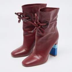 Malone Souliers Burgundy Leather Ankle Booties Size 37.5