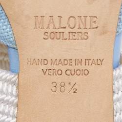 Malone Souliers Blue Raffia Maisie Mules Size 38.5