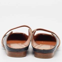 Pre Owned Malone Souliers Black/Beige Leather Maureen Flat Mules Size 37