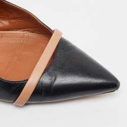 Pre Owned Malone Souliers Black/Beige Leather Maureen Flat Mules Size 37