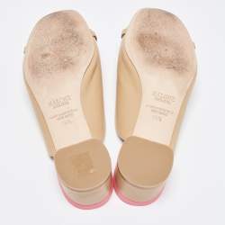 Pre Owned Malone Souliers Beige/Pink Leather Sena Slide Sandals Size 39.5
