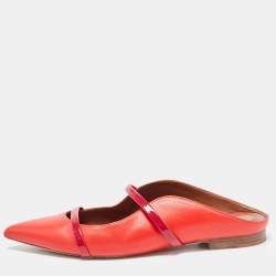 Pre Owned Malone Souliers Red Leather Maureen Flats Size 39