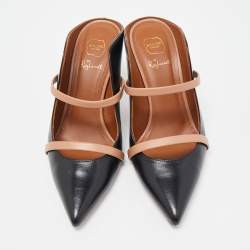 مملوكة مسبقًا Malone Souliers Black/Beige Leather Mureen Mules Size 37