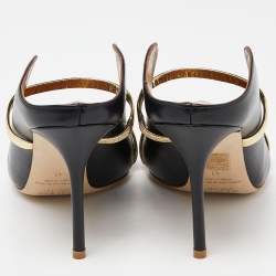 Pre Owned Malone Souliers Black/Gold Leather Maureen Mules Size 41