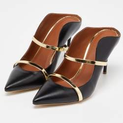 Pre Owned Malone Souliers Black/Gold Leather Maureen Mules Size 41