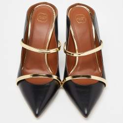 Pre Owned Malone Souliers Black/Gold Leather Maureen Mules Size 41