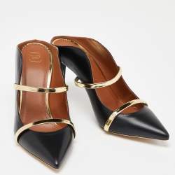 Pre Owned Malone Souliers Black/Gold Leather Maureen Mules Size 41