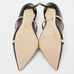 Pre Owned Malone Souliers Black/Gold Leather Maureen Mules Size 41