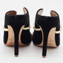 Pre Owned Malone Souliers Black Velvet Maureen Pointed Toe Slide Mules Size 36.5