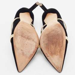 Pre Owned Malone Souliers Black Velvet Maureen Pointed Toe Slide Mules Size 36.5