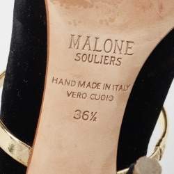 Pre Owned Malone Souliers Black Velvet Maureen Pointed Toe Slide Mules Size 36.5