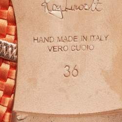 Pre Owned Malone Souliers Orange Woven Satin Maureen Flat Mules Size 36