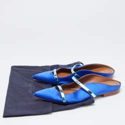 Malone Souliers Blue/Metallic Satin and Leather Maureen Flats Size 37