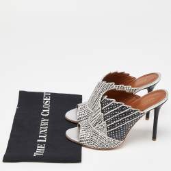 Pre Owned malone Black/White Leather Mules Size 38.5