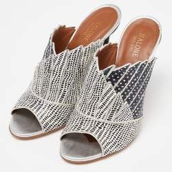 Pre Owned malone Black/White Leather Mules Size 38.5