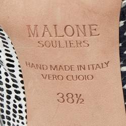 Pre Owned malone Black/White Leather Mules Size 38.5