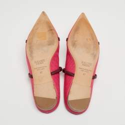 Pre Owned Malone Souliers Pink Raffia and Leather Maureen Mule Flats Size 37