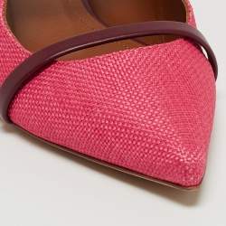 Pre Owned Malone Souliers Pink Raffia and Leather Maureen Mule Flats Size 37