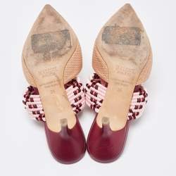 Pre Owned Malone Souliers Brown/Pink Raffia and Fabric Maisie Mules Size 36