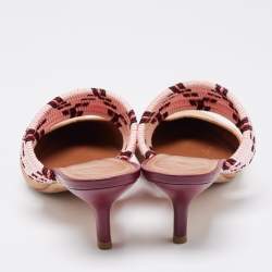 Pre Owned Malone Souliers Brown/Pink Raffia and Fabric Maisie Mules Size 36