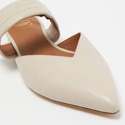 Pre Owned Malone Souliers Cream Leather Maisie Slingback Flats Size 36.5  