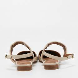 Pre Owned Malone Souliers Cream Leather Maisie Slingback Flats Size 36.5  