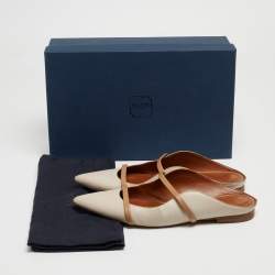 Pre Owned Malone Souliers Cream/Beige Leather Maureen Flats Size 38.5