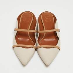 Pre Owned Malone Souliers Cream/Beige Leather Maureen Flats Size 38.5