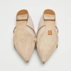 Pre Owned Malone Souliers Cream/Beige Leather Maureen Flats Size 38.5