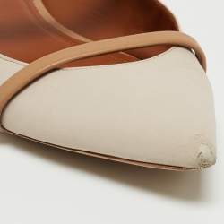 Pre Owned Malone Souliers Cream/Beige Leather Maureen Flats Size 38.5