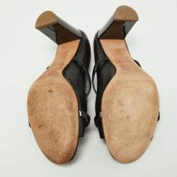 Pre Owned Malone Souliers Black Leather and Patent Norah Mules Size 37