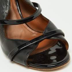 Pre Owned Malone Souliers Black Leather and Patent Norah Mules Size 37