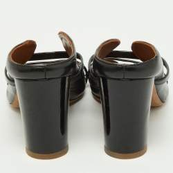 Pre Owned Malone Souliers Black Leather and Patent Norah Mules Size 37