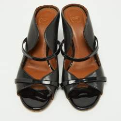 Pre Owned Malone Souliers Black Leather and Patent Norah Mules Size 37