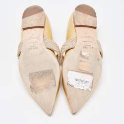 Pre Owned Malone Souliers Metallic Gold Leather Roy Luwolt Ballet Flats Size 39