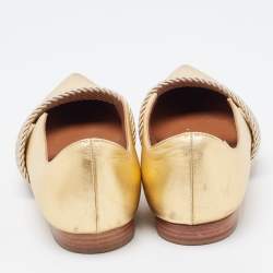 Pre Owned Malone Souliers Metallic Gold Leather Roy Luwolt Ballet Flats Size 39