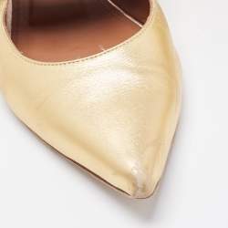 Pre Owned Malone Souliers Metallic Gold Leather Roy Luwolt Ballet Flats Size 39