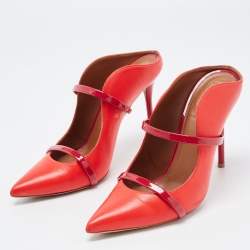 Pre Owned Malone Souliers Red Leather Maureen Mules Size 38