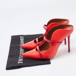 Pre Owned Malone Souliers Red Leather Maureen Mules Size 38