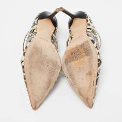 Pre Owned Malone Souliers Black/Cream Python Maureen Pumps Size 37